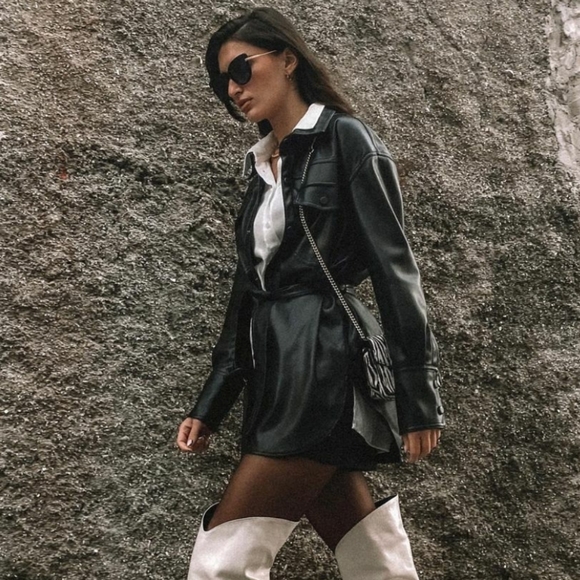 ZARA | Bloggers Fave Belted Faux Leather Shirt - Picture 7 of 15